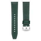 22mm Quick Release Button Buckle Genuine Leather Watch Band(Green) - 3