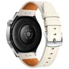 22mm Quick Release Button Buckle Genuine Leather Watch Band(Creamy White) - 2