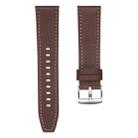 22mm Quick Release Button Buckle Genuine Leather Watch Band(Brown) - 3