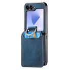 For Samsung Galaxy Z Flip5 5G Retro Leather Ring Vertical Flip Wallet Phone Case(Blue) - 2