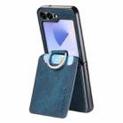 For Samsung Galaxy Z Flip5 5G Retro Leather Ring Vertical Flip Wallet Phone Case(Blue) - 3