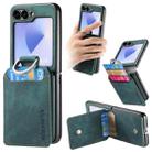 For Samsung Galaxy Z Flip5 5G Retro Leather Ring Vertical Flip Wallet Phone Case(Green) - 1