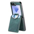 For Samsung Galaxy Z Flip5 5G Retro Leather Ring Vertical Flip Wallet Phone Case(Green) - 3
