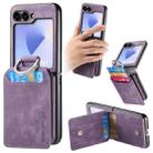 For Samsung Galaxy Z Flip5 5G Retro Leather Ring Vertical Flip Wallet Phone Case(Purple) - 1