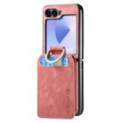 For Samsung Galaxy Z Flip6 5G Retro Leather Ring Vertical Flip Wallet Phone Case(Pink) - 2