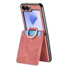 For Samsung Galaxy Z Flip6 5G Retro Leather Ring Vertical Flip Wallet Phone Case(Pink) - 3
