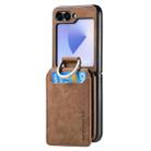 For Samsung Galaxy Z Flip6 5G Retro Leather Ring Vertical Flip Wallet Phone Case(Brown) - 2
