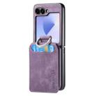 For Samsung Galaxy Z Flip6 5G Retro Leather Ring Vertical Flip Wallet Phone Case(Purple) - 2