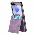 For Samsung Galaxy Z Flip6 5G Retro Leather Ring Vertical Flip Wallet Phone Case(Purple) - 3