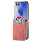 For Samsung Galaxy Z Flip7 5G Retro Leather Ring Vertical Flip Wallet Phone Case(Pink) - 2