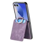 For Samsung Galaxy Z Flip7 5G Retro Leather Ring Vertical Flip Wallet Phone Case(Purple) - 3