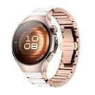 For Huawei Watch 5 42mm Butterfly Buckle Ceramic White Metal Watch Band(Rose White) - 1