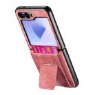 For Samsung Galaxy Z Flip5 5G Retro Leather Fold Stand Elastic Card Bag Phone Case(Pink) - 3