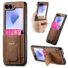 For Samsung Galaxy Z Flip5 5G Retro Leather Fold Stand Elastic Card Bag Phone Case(Brown) - 1