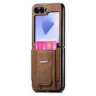 For Samsung Galaxy Z Flip5 5G Retro Leather Fold Stand Elastic Card Bag Phone Case(Brown) - 2