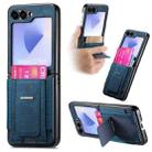 For Samsung Galaxy Z Flip6 5G Retro Leather Fold Stand Elastic Card Bag Phone Case(Blue) - 1