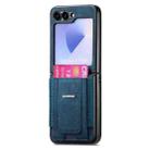 For Samsung Galaxy Z Flip6 5G Retro Leather Fold Stand Elastic Card Bag Phone Case(Blue) - 2