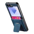 For Samsung Galaxy Z Flip6 5G Retro Leather Fold Stand Elastic Card Bag Phone Case(Blue) - 3