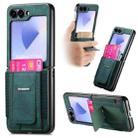 For Samsung Galaxy Z Flip6 5G Retro Leather Fold Stand Elastic Card Bag Phone Case(Green) - 1