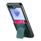 For Samsung Galaxy Z Flip6 5G Retro Leather Fold Stand Elastic Card Bag Phone Case(Green) - 3