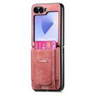 For Samsung Galaxy Z Flip6 5G Retro Leather Fold Stand Elastic Card Bag Phone Case(Pink) - 2
