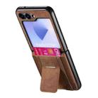 For Samsung Galaxy Z Flip6 5G Retro Leather Fold Stand Elastic Card Bag Phone Case(Brown) - 3