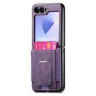 For Samsung Galaxy Z Flip6 5G Retro Leather Fold Stand Elastic Card Bag Phone Case(Purple) - 2