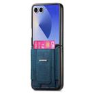 For Samsung Galaxy Z Flip7 5G Retro Leather Fold Stand Elastic Card Bag Phone Case(Blue) - 2