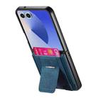 For Samsung Galaxy Z Flip7 5G Retro Leather Fold Stand Elastic Card Bag Phone Case(Blue) - 3