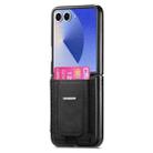 For Samsung Galaxy Z Flip7 5G Retro Leather Fold Stand Elastic Card Bag Phone Case(Black) - 2