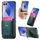 For Samsung Galaxy Z Flip7 5G Retro Leather Fold Stand Elastic Card Bag Phone Case(Green) - 1