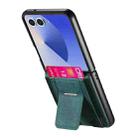 For Samsung Galaxy Z Flip7 5G Retro Leather Fold Stand Elastic Card Bag Phone Case(Green) - 3