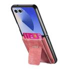 For Samsung Galaxy Z Flip7 5G Retro Leather Fold Stand Elastic Card Bag Phone Case(Pink) - 3