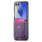 For Samsung Galaxy Z Flip7 5G Retro Leather Fold Stand Elastic Card Bag Phone Case(Purple) - 2