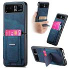 For Motorola Moto Razr 40 Retro Leather Fold Stand Elastic Card Bag Phone Case(Blue) - 1