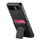 For Motorola Moto Razr 40 Retro Leather Fold Stand Elastic Card Bag Phone Case(Black) - 3