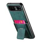 For Motorola Moto Razr 40 Retro Leather Fold Stand Elastic Card Bag Phone Case(Green) - 3