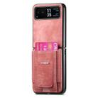 For Motorola Moto Razr 40 Retro Leather Fold Stand Elastic Card Bag Phone Case(Pink) - 2