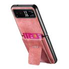 For Motorola Moto Razr 40 Retro Leather Fold Stand Elastic Card Bag Phone Case(Pink) - 3