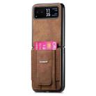 For Motorola Moto Razr 40 Retro Leather Fold Stand Elastic Card Bag Phone Case(Brown) - 2