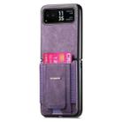 For Motorola Moto Razr 40 Retro Leather Fold Stand Elastic Card Bag Phone Case(Purple) - 2