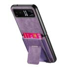 For Motorola Moto Razr 40 Retro Leather Fold Stand Elastic Card Bag Phone Case(Purple) - 3