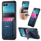 For Motorola Moto Razr 40 Ultra Retro Leather Fold Stand Elastic Card Bag Phone Case(Blue) - 1