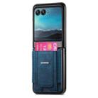 For Motorola Moto Razr 40 Ultra Retro Leather Fold Stand Elastic Card Bag Phone Case(Blue) - 2