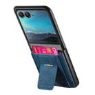 For Motorola Moto Razr 40 Ultra Retro Leather Fold Stand Elastic Card Bag Phone Case(Blue) - 3