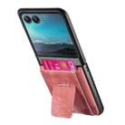 For Motorola Moto Razr 40 Ultra Retro Leather Fold Stand Elastic Card Bag Phone Case(Pink) - 3