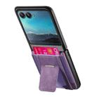 For Motorola Moto Razr 40 Ultra Retro Leather Fold Stand Elastic Card Bag Phone Case(Purple) - 3