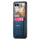 For Motorola Moto Razr 50 Retro Leather Fold Stand Elastic Card Bag Phone Case(Blue) - 2
