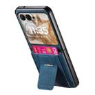 For Motorola Moto Razr 50 Retro Leather Fold Stand Elastic Card Bag Phone Case(Blue) - 3