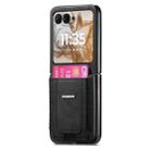 For Motorola Moto Razr 50 Retro Leather Fold Stand Elastic Card Bag Phone Case(Black) - 2